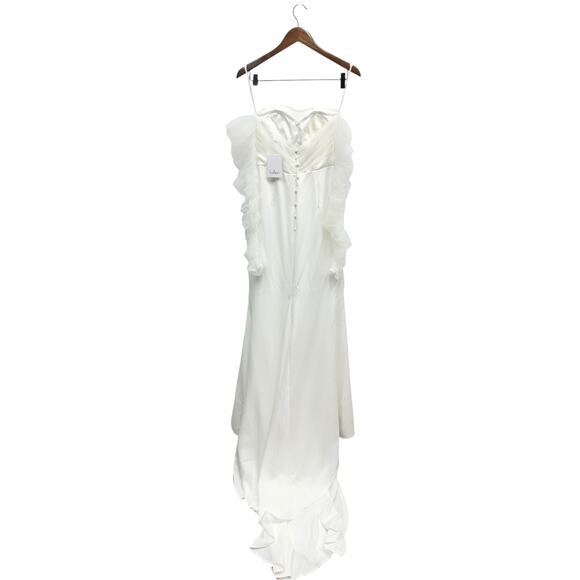 Lulus Eternal Bliss White Tulle Off-the-Shoulder Bustier Maxi Dress size Small - Picture 6 of 10